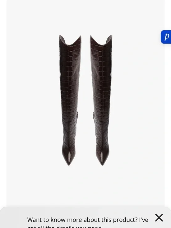 SCHUTZ Maryana Over the Knee Boot - Chocolate Brown Croc - Picture 4 of 7